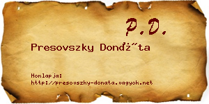 Presovszky Donáta névjegykártya